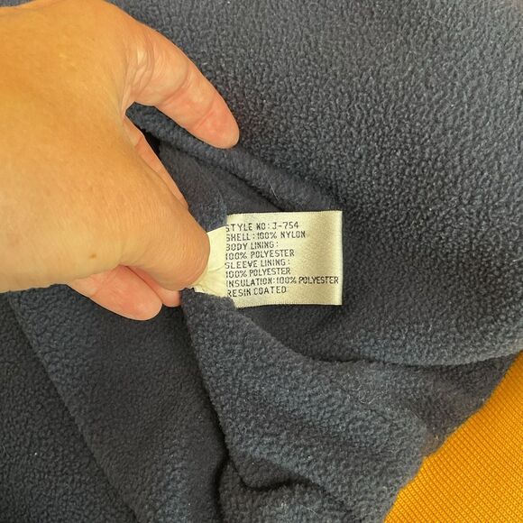 Port Authority NAPA Central MN Men’s XL Yellow Bomber Jacket Zip Close Navy Flee - Picture 7 of 7